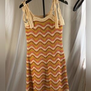 Jolie and Joy Fct with love Multicolor Knit Chevron Dress Sz Large boho New